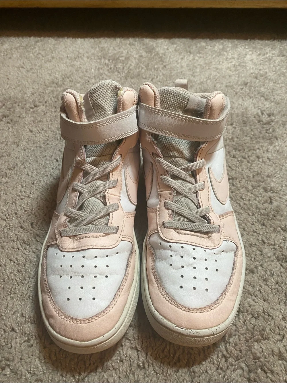 Nike Court Borough Hi Sneakers in Light Pink and White size 3Y